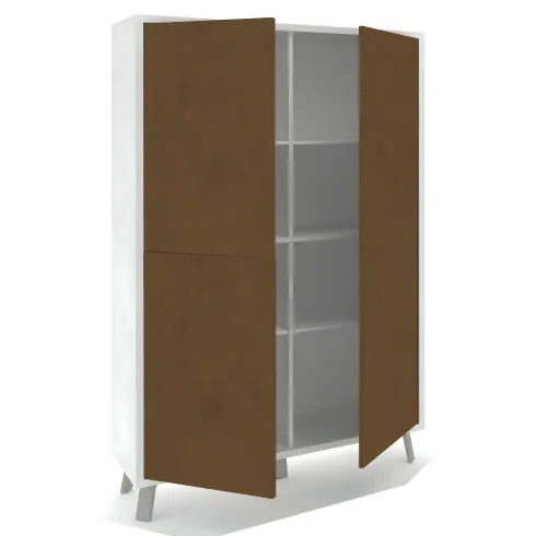 Madia da Soggiorno 4 Ante 108x41x161 cm Bianca e Ruggine