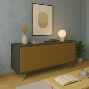 Credenza Soggiorno 3 Ante Push-Pull 177x41x74 cm Nero e Ruggine 2