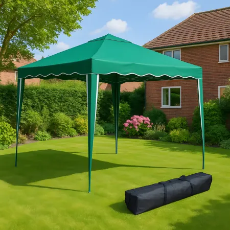 Gazebo da Giardino Pieghevole 3x3 m Verde Struttura in Acciaio