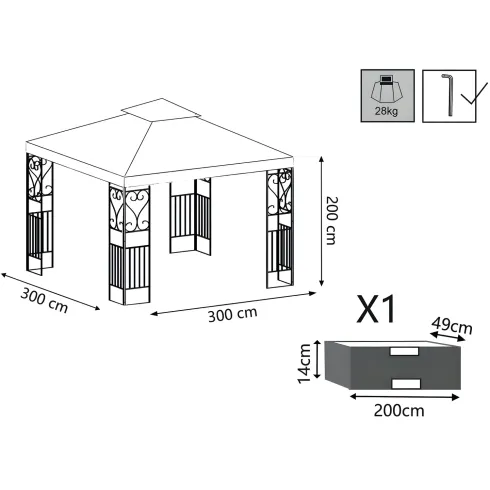 Gazebo da Giardino 3x3 Avorio e Antracite Resistente Elegante