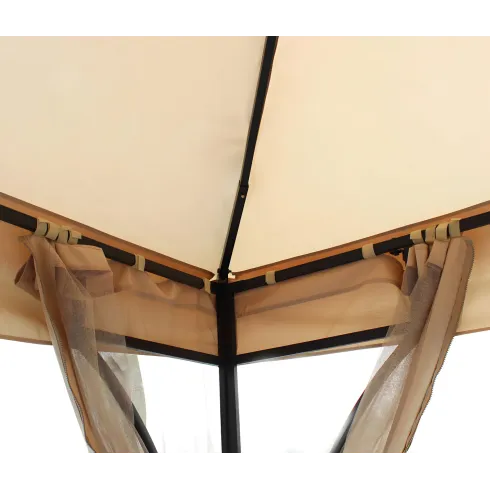 Gazebo da Giardino 3x3 m Struttura Acciaio Telo Ecrù Antivento