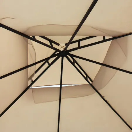 Gazebo da Giardino 3x3 m Struttura Acciaio Telo Ecrù Antivento