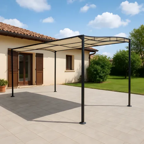 Gazebo Pergola 3x2,5 m Struttura Acciaio Telo Ecrù