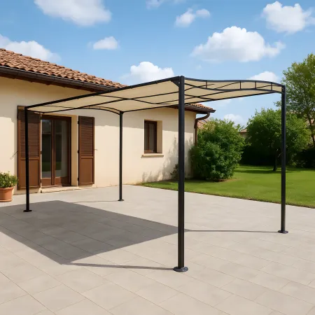 Gazebo Pergola 3x2,5 m Struttura Acciaio Telo Ecrù