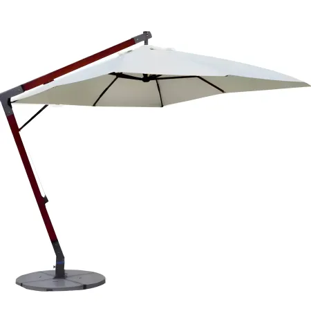 Ombrellone da Giardino 300x300 cm Legno Nyatoh Palo Laterale Ecrù