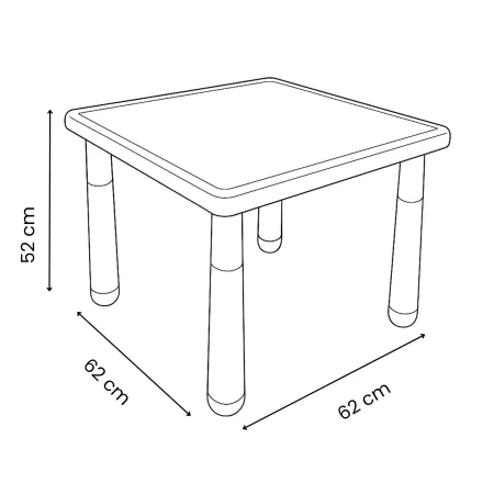 Tavolo Bambini Giallo 62x62x52 cm Altezza Regolabile Acciaio