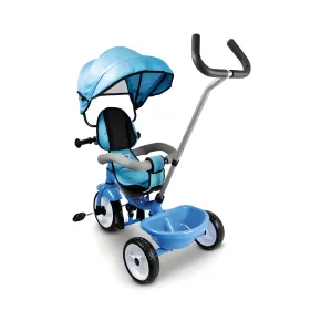 Triciclo per Bambini Azzurro 360° con Cappottina e Guida Parentale 2