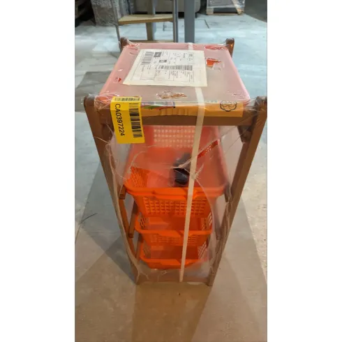 Carrello da Cucina Porta Frutta 37x30x85 cm in Legno con Ceste e Ruote