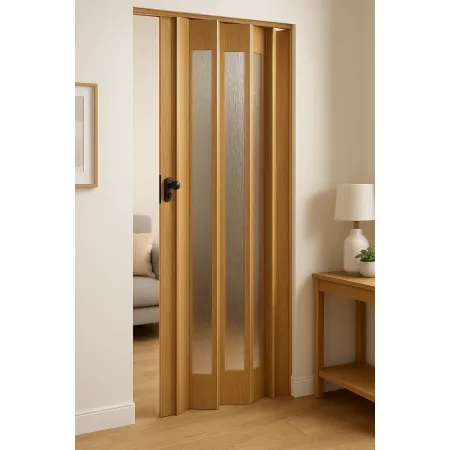 Porta a Soffietto Royal Noce 85x214H cm Inserti PS Motivo ad Onda