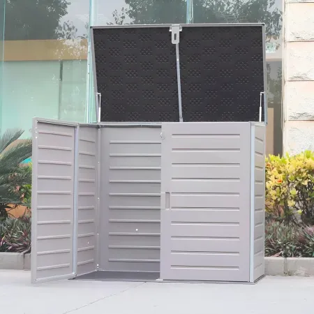 Armadio in Resina 140 cm Baule Esterno Bidoni Rifiuti Box da Giardino Balcone | BricoShop24