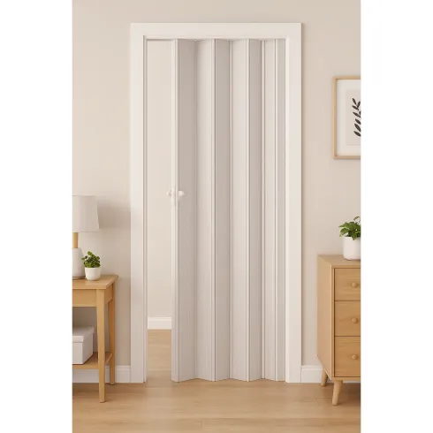 Porta a Soffietto Deluxe Bianca 85x214H cm in PVC Pannello Doppio