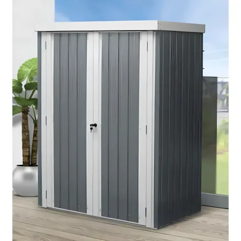Casetta Big Box Giardino 140x81x180H cm Acciaio Antracite Doppia Porta