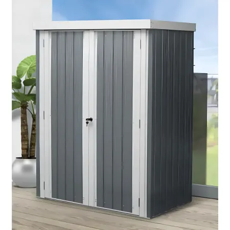 Casetta Big Box Giardino 140x81x180H cm Acciaio Antracite Doppia Porta