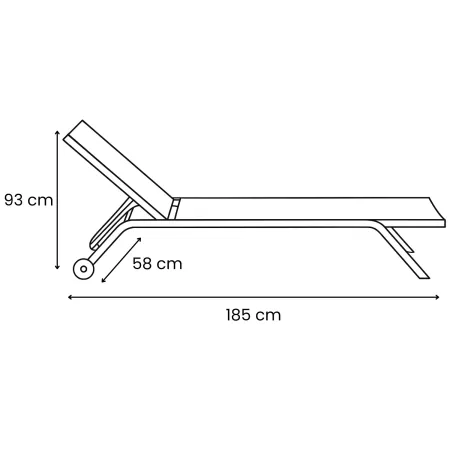 Lettino Prendisole Antracite Textilene Ruote Ø8 cm Schienale Regolabile