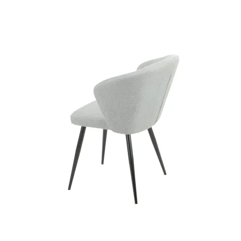 Set 2 Sedie da Interno Imbottite in Tessuto Grigio Chiaro Gambe Nere