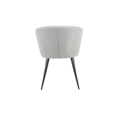 Set 2 Sedie da Interno Imbottite in Tessuto Grigio Chiaro Gambe Nere