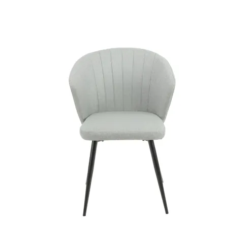 Set 2 Sedie da Interno Imbottite in Tessuto Grigio Chiaro Gambe Nere