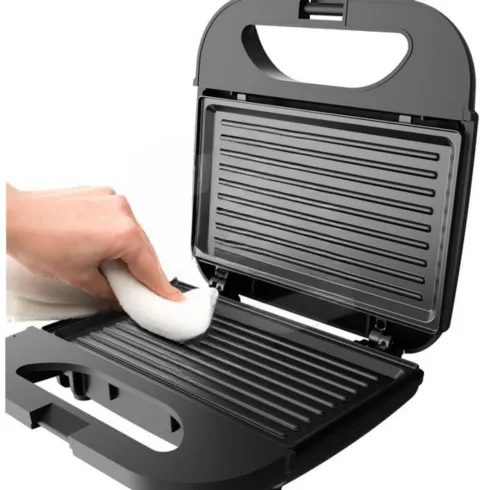 Tostiera Compatta Acciaio Inox 21,5x21,5x7,5 cm 750 W Nera Oro