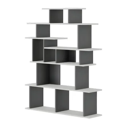 Libreria Design in Legno 120x29x149 cm Bianca e Antracite per Interni