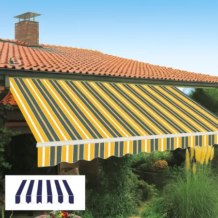 Tenda da Sole Avvolgibile 395x250 cm con Bracci Retrattili Bianco Nero