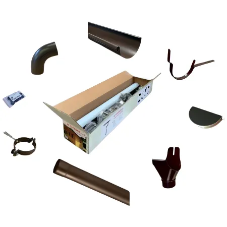 Kit D Grondaia Zincata Casette Legno Falde 301 e 349 cm con Accessori