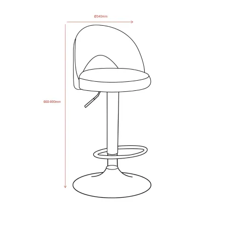 Sgabello in Ecopelle Tortora con Gamba in Metallo Inox Regolabile