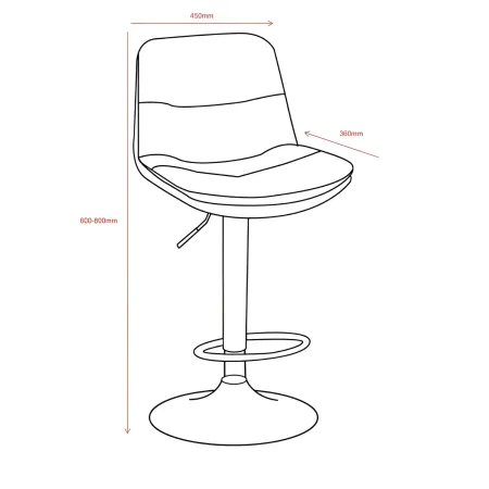 Sgabello con Seduta in Ecopelle Grigio Gamba in Metallo Inox Regolabile