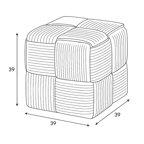 Pouf Quadrato 39x39x39 cm in Tessuto Effetto Intrecciato Mattone