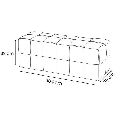 Pouf Rettangolare 104x39x39 cm in Tessuto Effetto Intrecciato Ruggine
