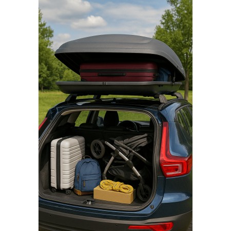Baule da Tetto Universale per Auto 320 litri Compatto per Viaggi