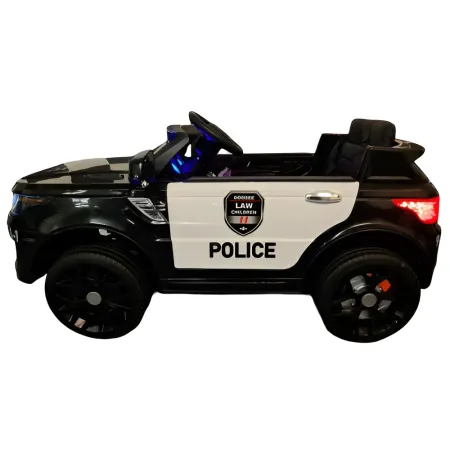 Macchina Elettrica Polizia per Bambini Nera a Batteria 12 V Jeep Luci Macchinina | BricoShop24