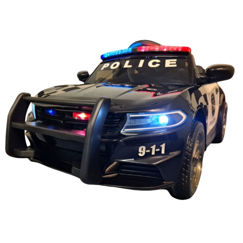 Macchina Elettrica per Bambini Polizia Nera a Batteria 12 V con Luci Macchinina | BricoShop24