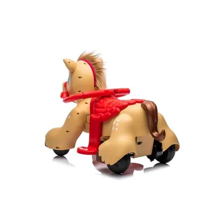 Pony Elettrico per Bambini Cavalcabile 12V Marrone con Suoni e Luci