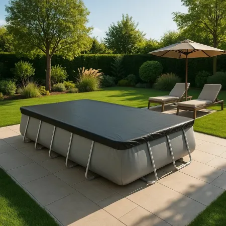 Telo Copertura Piscina Rettangolare 488x244 cm Invernale con Drenaggio