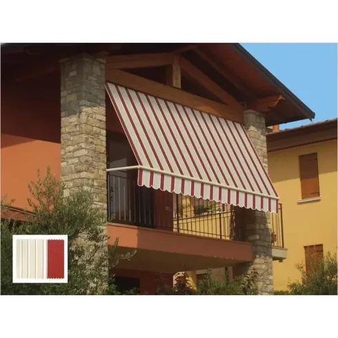 Tenda da Sole a Caduta 300x250 Riga Rossa con Bracci Senza Cassone