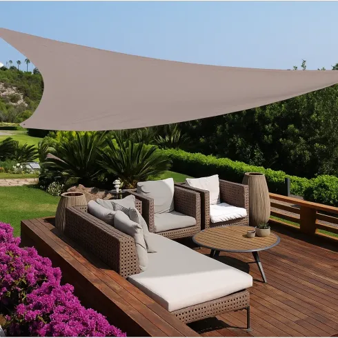 Vela Ombreggiante Triangolare 3,6x3,6 m Tortora Idrorepellente Esterno