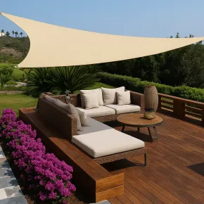 Vela Triangolare 5x5 m Beige Idrorepellente Ombreggiante da Esterno 2