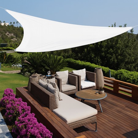 Vela Triangolare 5x5 m Bianco Idrorepellente Ombreggiante da Esterno