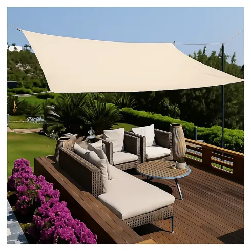 Tenda a Vela Rettangolare 4x5 m Beige Impermeabile da Esterno