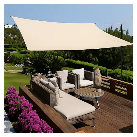 Tenda a Vela Rettangolare 4x5 m Beige Impermeabile da Esterno