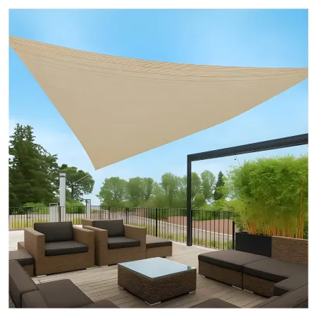 Vela Ombreggiante Triangolare 3x3x3 m Beige per Giardino e Terrazzo