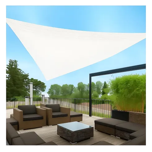 Vela Ombreggiante Triangolare 3x3x3 m Bianco per Giardino e Terrazzo