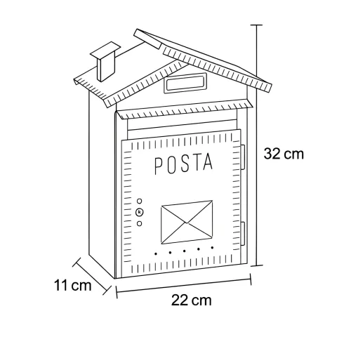 Cassetta Postale in Ferro Battuto Nero da Esterno Modello Casetta