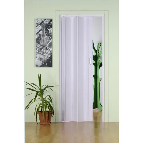 Outlet Porta a Soffietto 83x214 cm PVC Bianco Maniglia ABS Riducibile