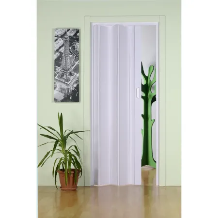 Outlet Porta a Soffietto 83x214 cm PVC Bianco Maniglia ABS Riducibile