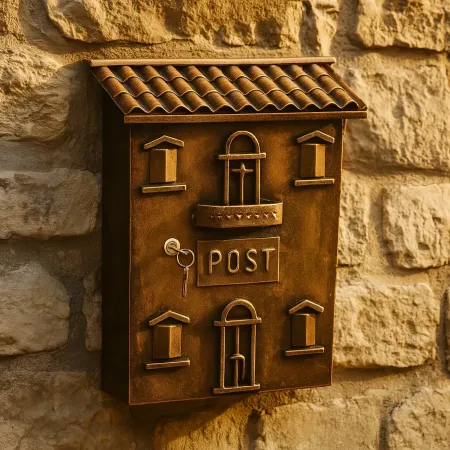 Cassetta Postale da Esterno in Ferro Ramata a Casetta Tetto Antipioggia