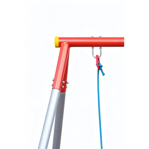 Altalena per Bambini 2 Posti da Esterno 214x165x200 cm Rosso Blu Acciaio