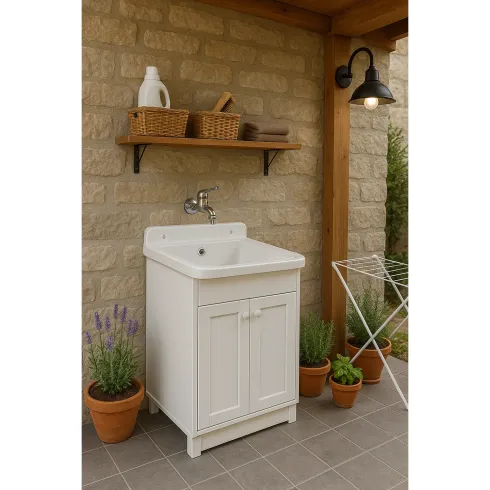 Acquaio per Esterno 50x34 Pilozzo a Muro Lavandino Terrazzo in Resina