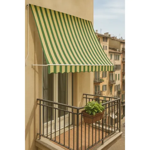 Tenda da Sole a Caduta 100x250 cm Verde Bianco Rigato Senza Cassone