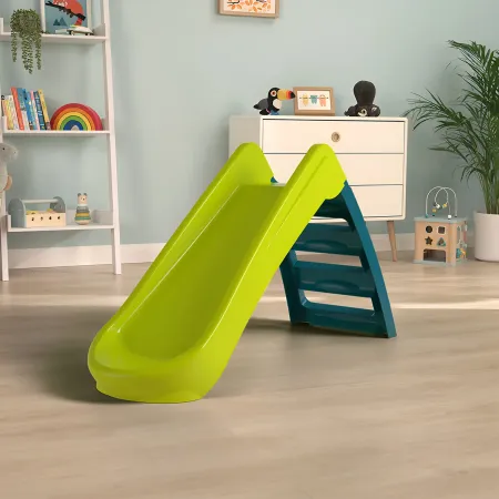 Scivolo per Bambini Pieghevole Salvaspazio a 3 Gradini in Plastica Verde